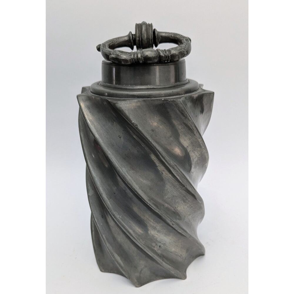 Gustavian Alpine Scandinavian pewter wine Can Decanter Screw Shape Rare Antique